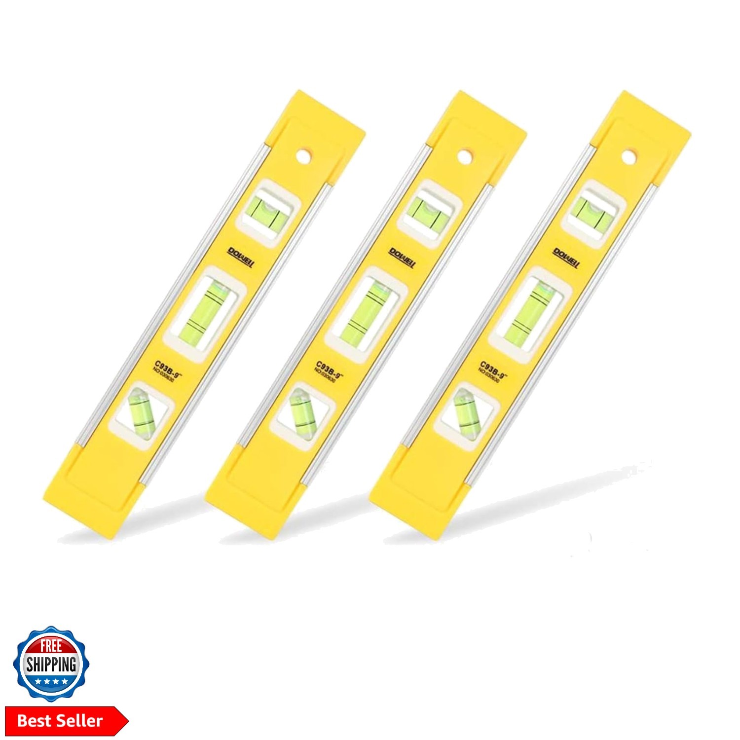 9 Inch Magnetic Box Level Torpedo Level3PCS,3 Different Bubbles/45°/90°/180°M...