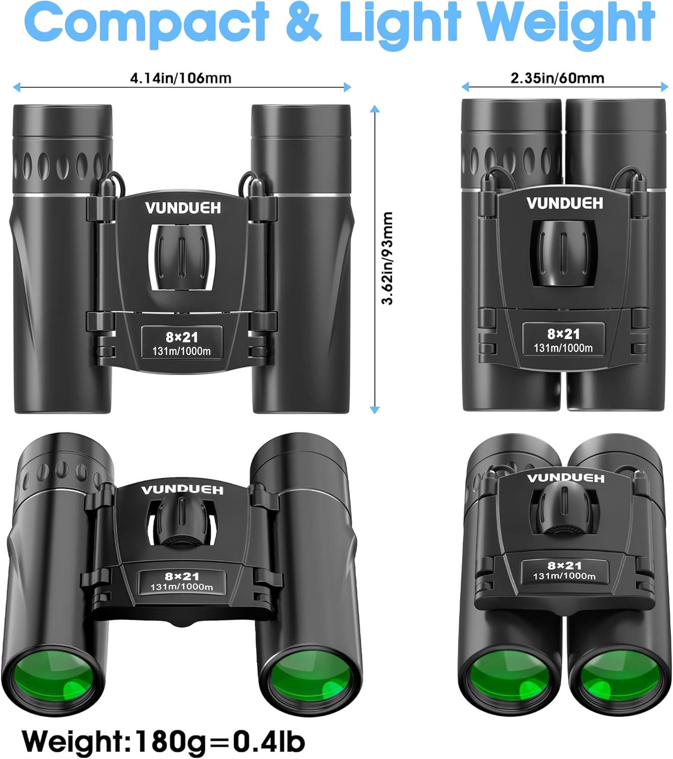 Mini Compact Binoculars for Adults and Kids - Waterproof High Powered Easy Focus