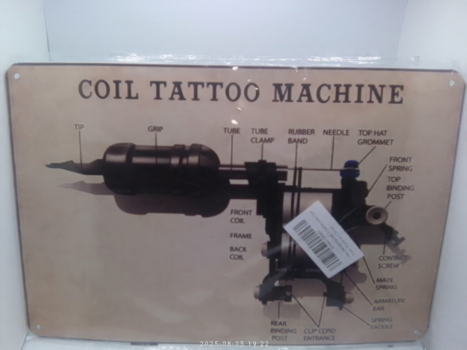 Coil Tattoo Machine Tin Sign 12x7