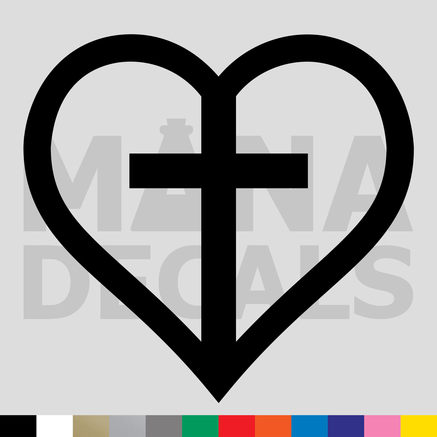 Heart Cross Vinyl Die Cut Decal Sticker - Love Jesus Christ God Church Religious