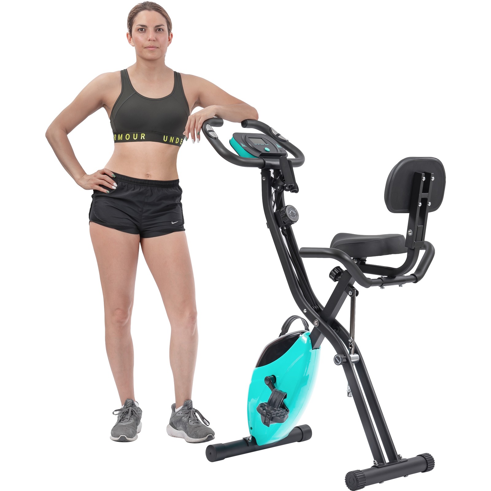 Folding Exercise Bike, Fitness Upright And Recumbent X-Bike With 16-Level