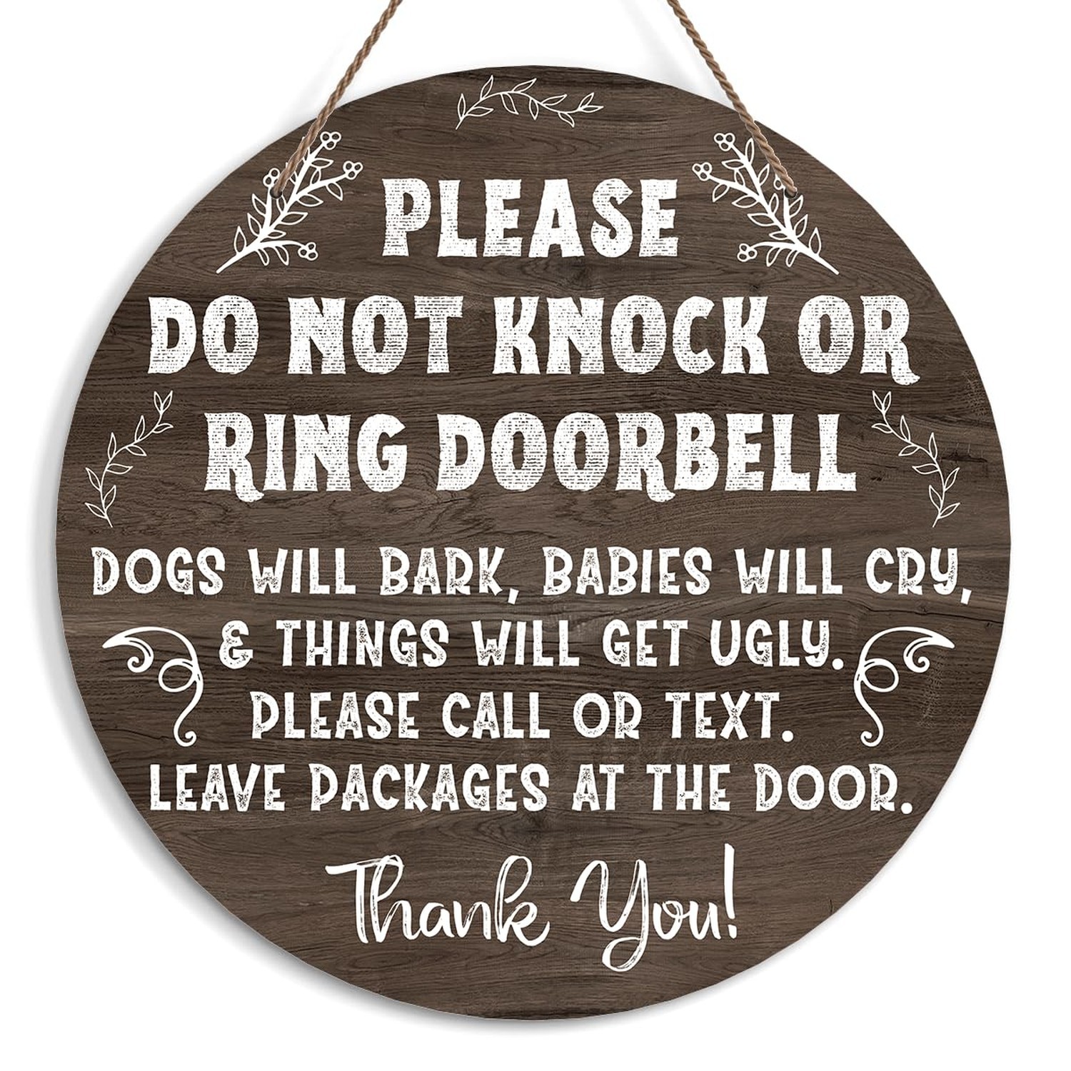 Baby Sleeping Sign for Front Door, Do Not Knock or Ring Doorbell Door Decorat...