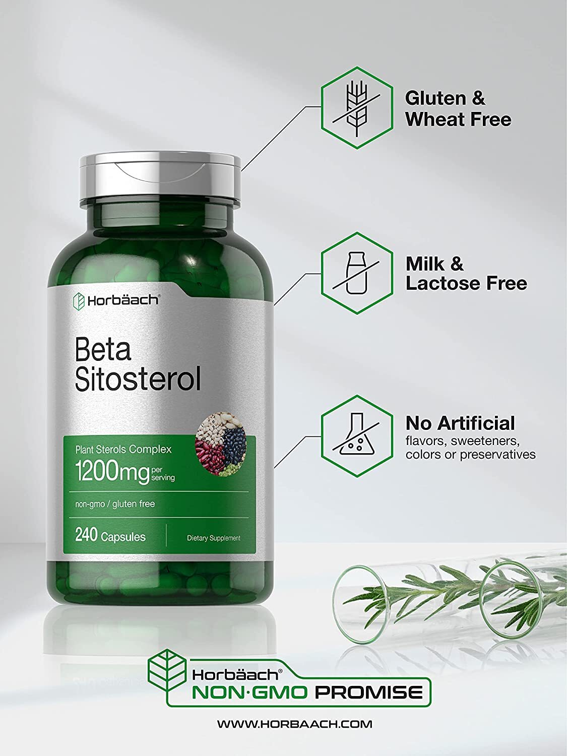 Beta Sitosterol | 1200mg | 240 Capsules | Plant Sterols Complex | by Horbaach