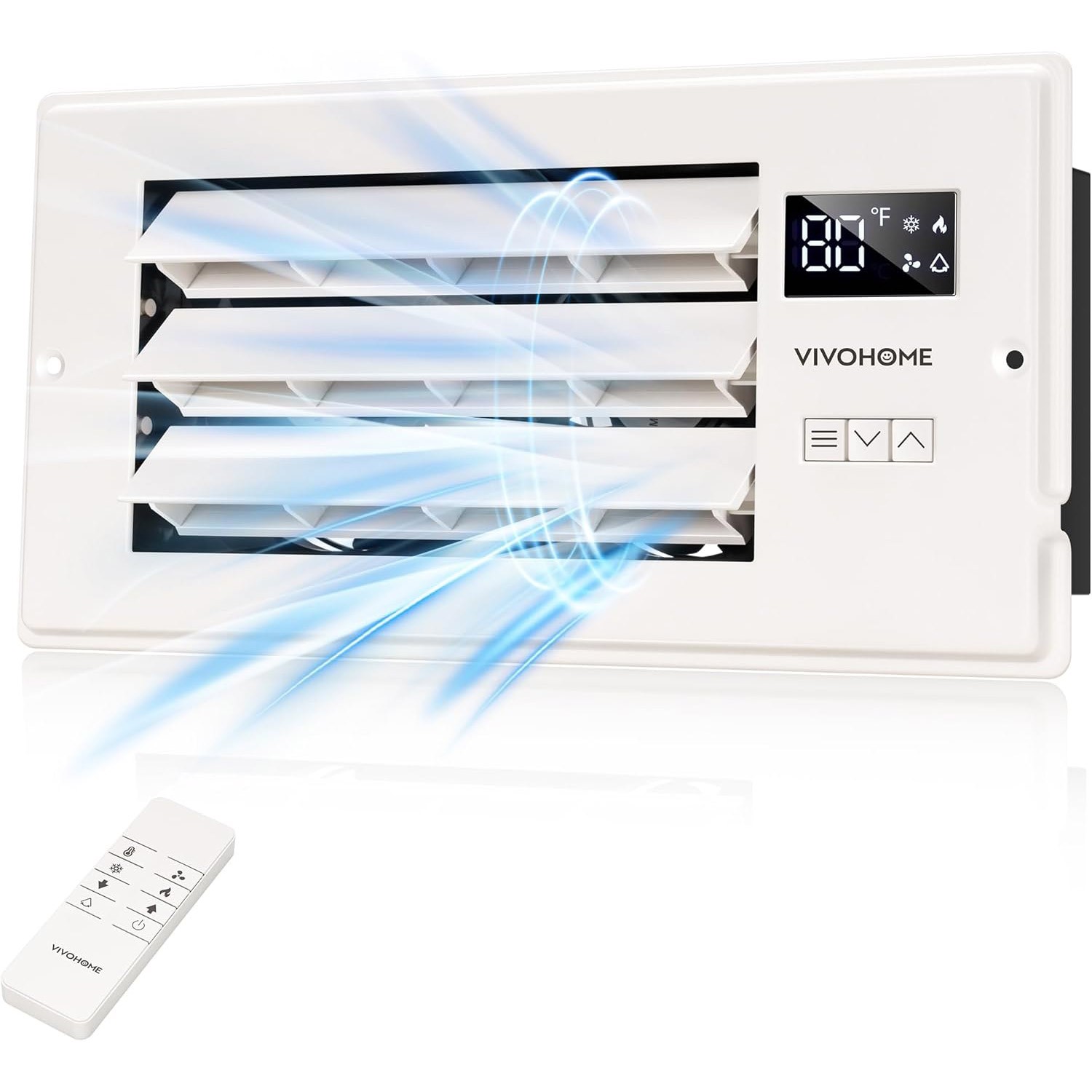 Register Booster Fan w/ Adjustable Wind Direction Louver 10 Speed Remote Control