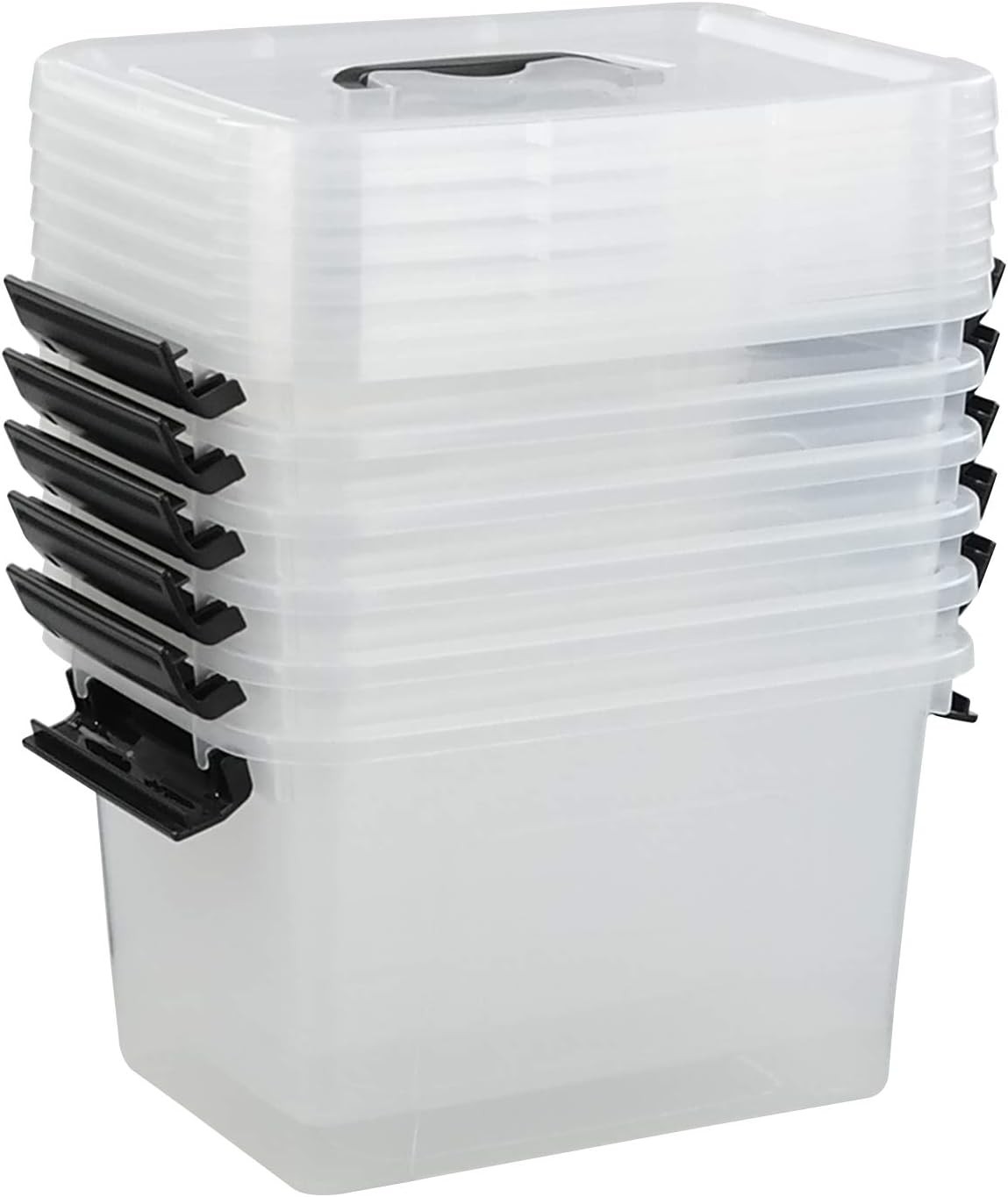 6 Quart Versatile Storage Bins W/ Handle & Secure Latching Buckles 6 Packs