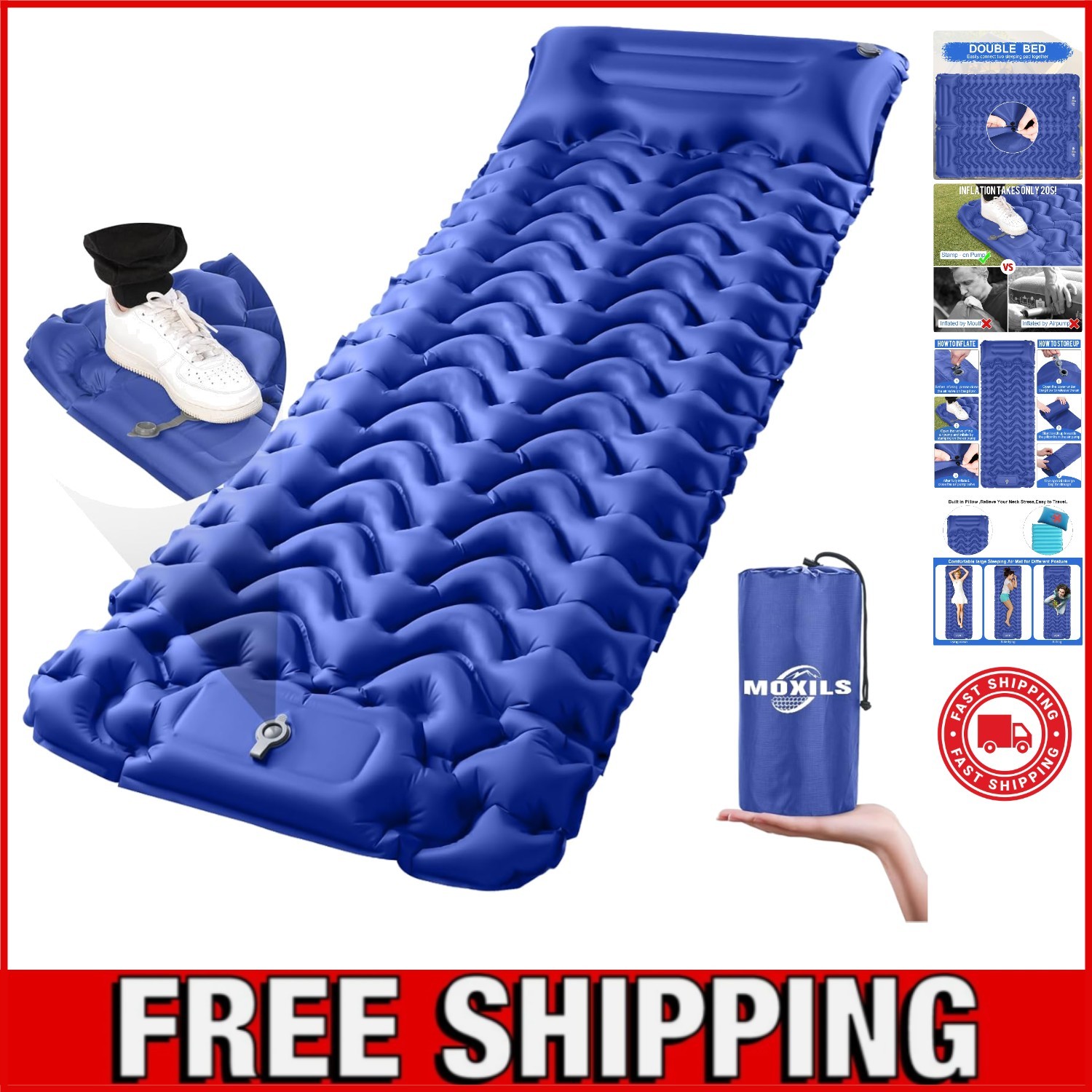 Inflatable Camping Pad with Comfort Foam - Sleep Well Under the Stars