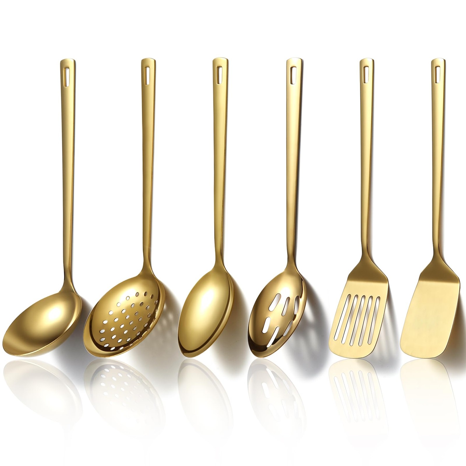 Gold Kitchen Utensils Set 6pcs, Titanium Plating Stainless Steel Cooking Uten...