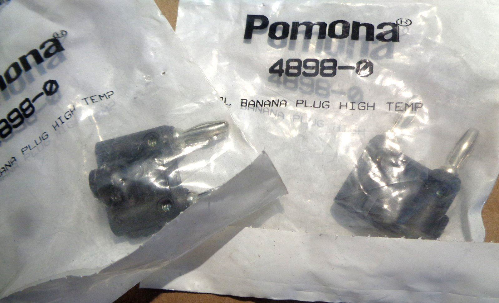 New Pair of Pomona 4898-0 Dual Banana or Double Banana Plug Black