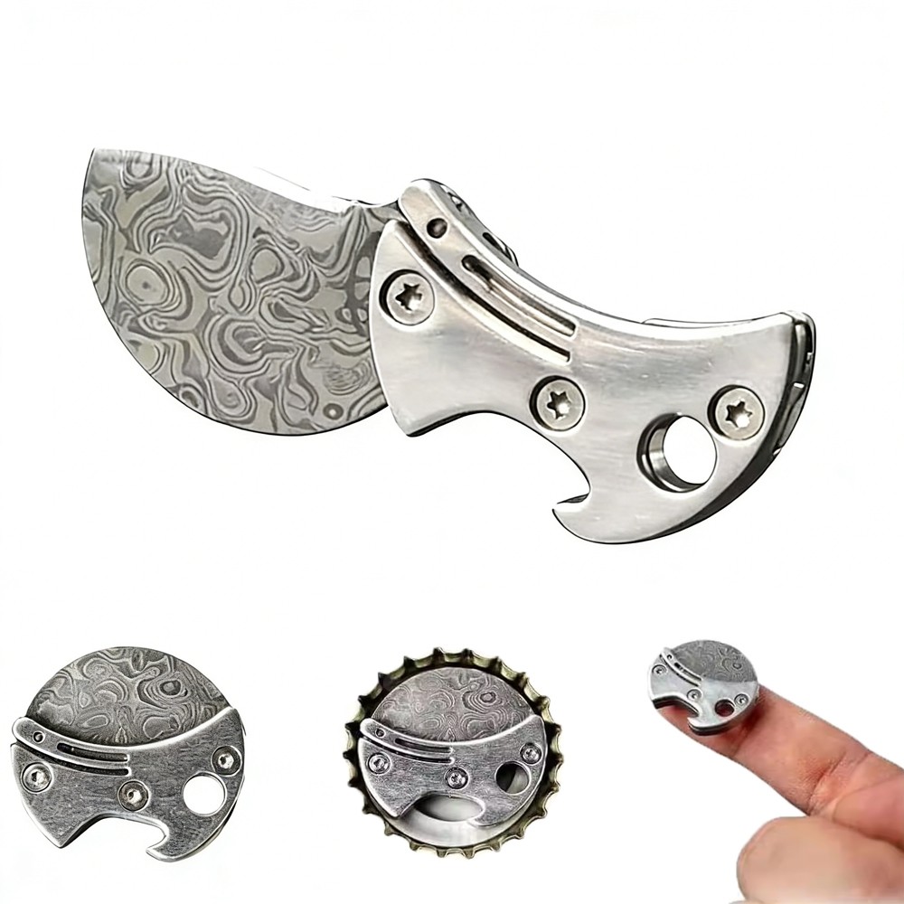 2-in-1 Foldable Bottle Opener , Mini Titanium Compact Bottle Opener & EDC Cutter