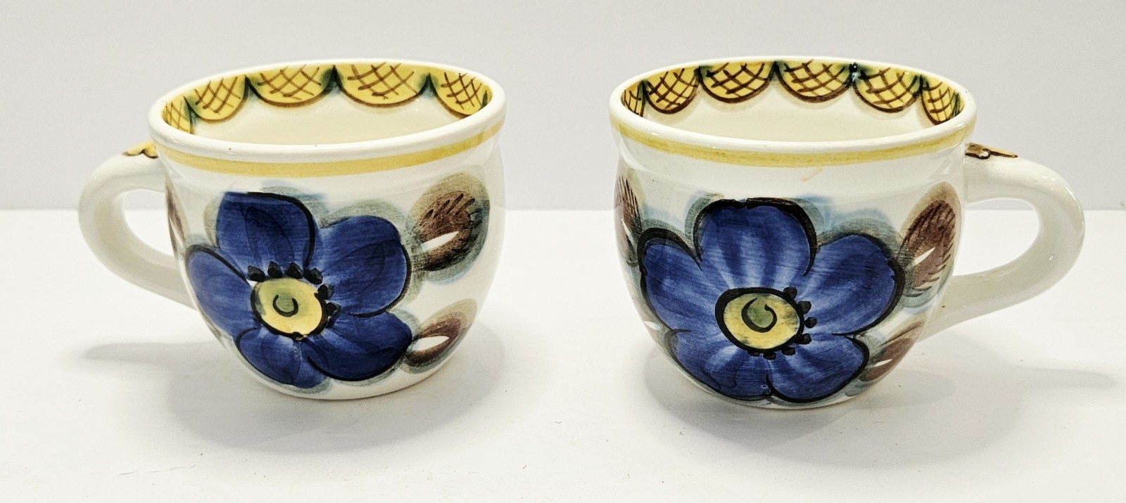 Vintage Czech ZIK Zikmundov Hand-Painted Art Pottery Mugs Mid-Century Ceramic