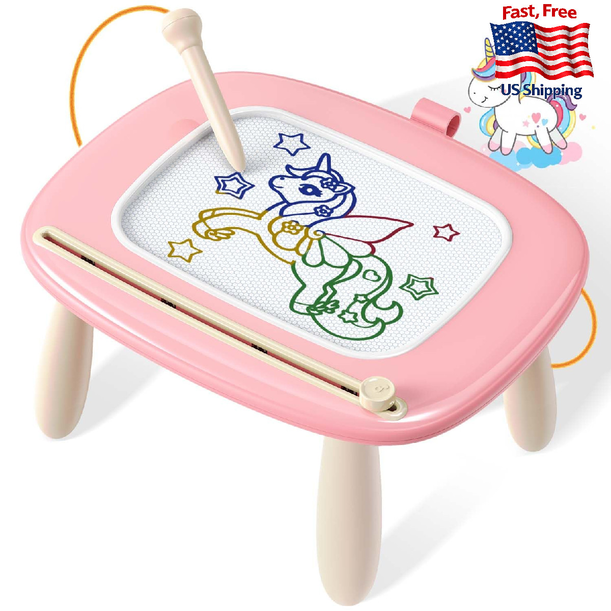 Seimome Magnetic Drawing Board Toddler Girl Toys 1-3 Yr Old Doodle Pad Pink