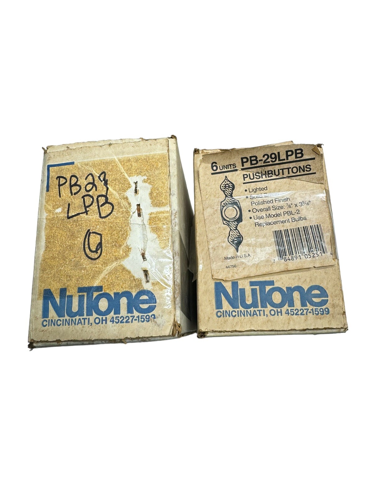 (Qty: 6) NuTone PB-29LPB Pushbutton Lighted Door Bell Solid Brass Polished