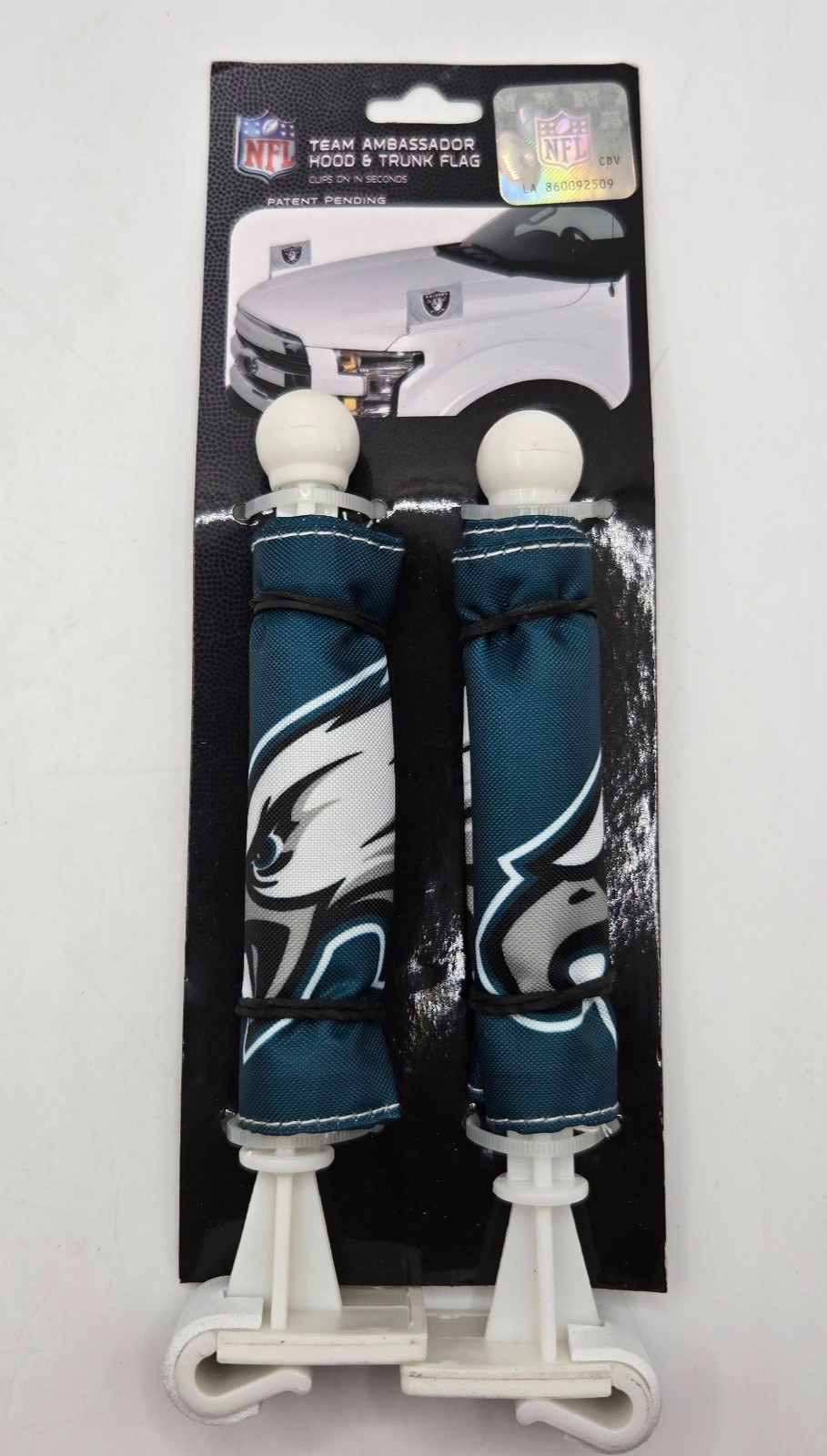 EAGLES - NFL 2-Pack Clip On Car Hood/Trunk Flags Two Sided - Philadelphia Eagles
