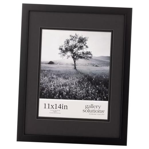 Gallery Solutions - Black Wood Wall Frame 11x14 Matted To 8x10 Black/Black