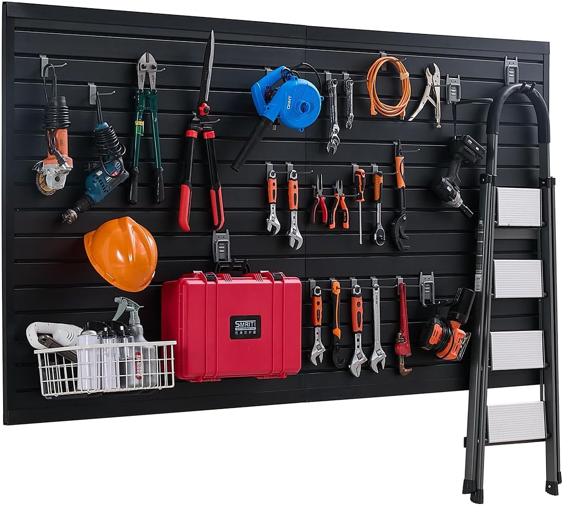 Black PVC Slat Wall Panel 8x4 Ft - Easy Install Adjustable Storage Solution
