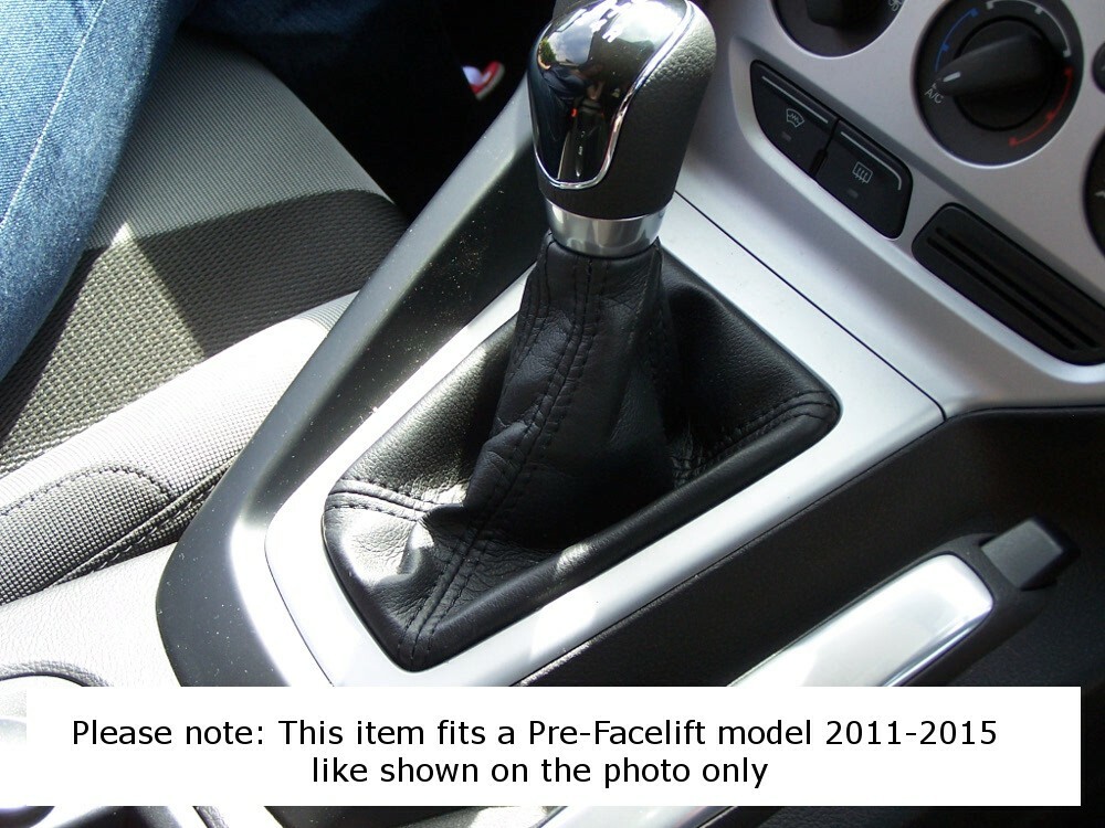 Shift Boot For Ford Focus MK3 2011-15 White Leather Red Embroidery