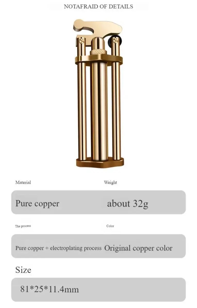 Brass handmade slim Retro Petroleum Lighter