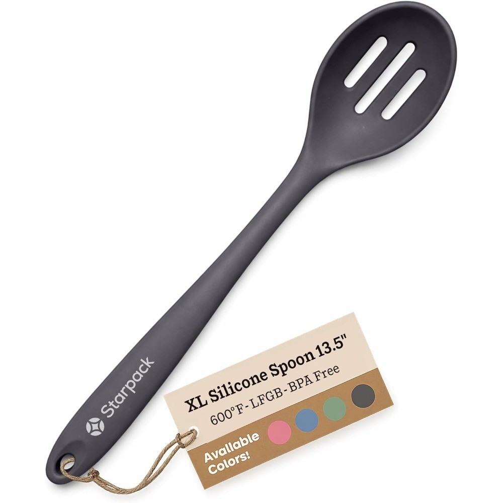 Extra Large Slotted Silicone Spoon for Cooking, Heat Resistant Non Stick Serving