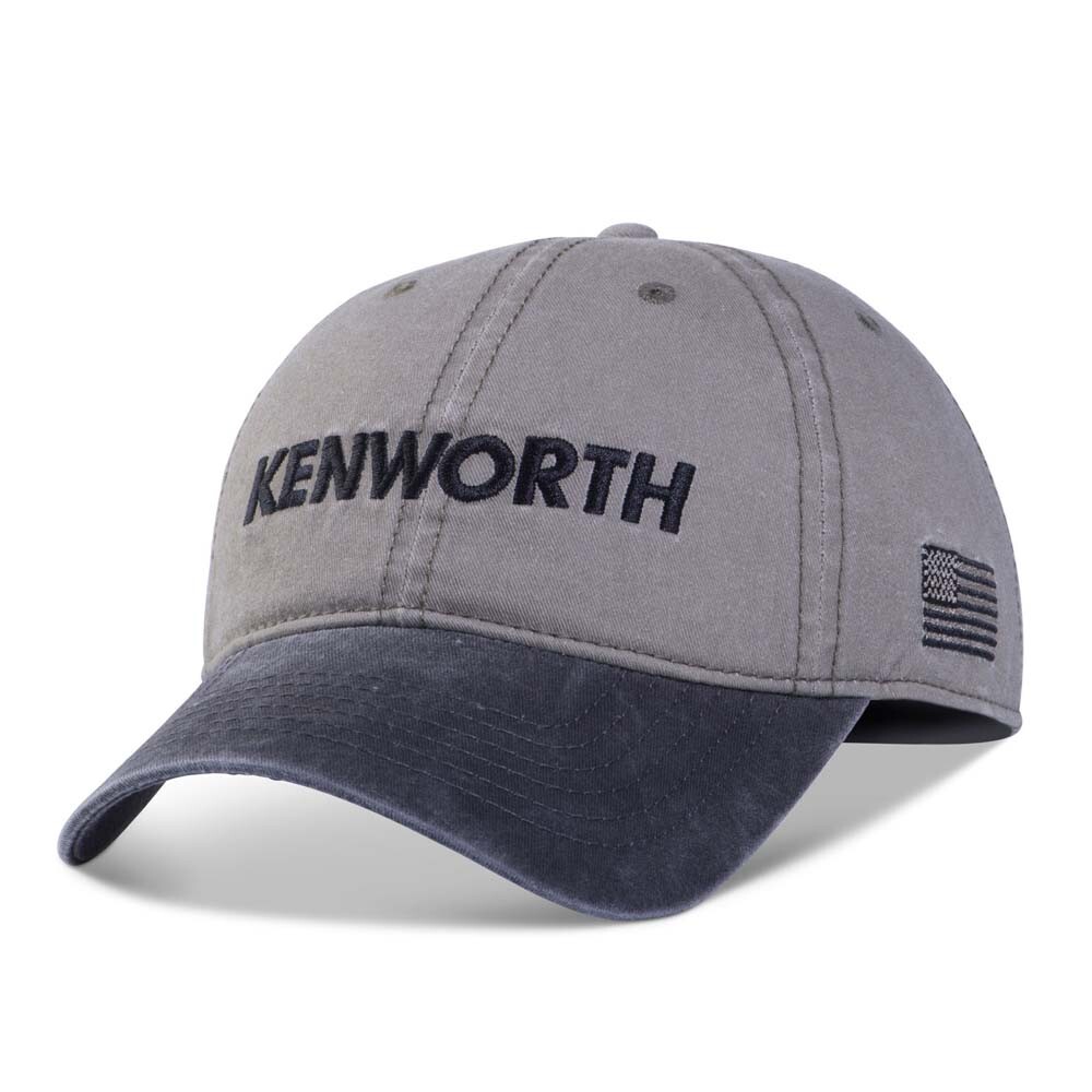 Kenworth Motors Truck Twill Flag Cap Embroidered wordmark & USA Flag Hat