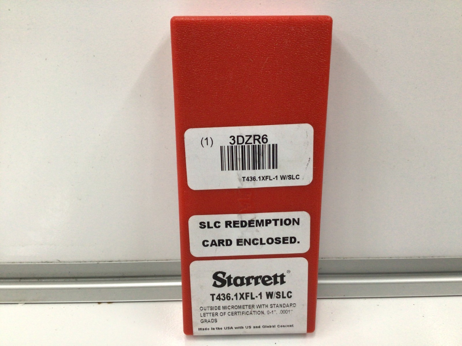 STARRETT Mechanical Outside Micrometer T436.1XFL-1 W/SLC, 0 in to 1 in, Inch