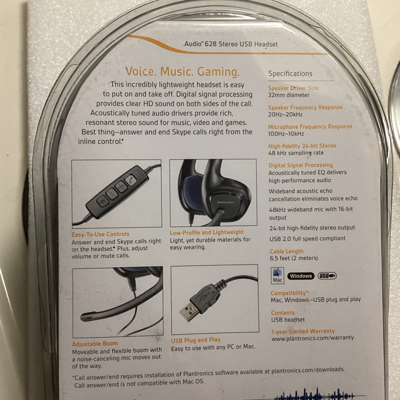 Plantronics .Audio 628 Black Headband Headsets