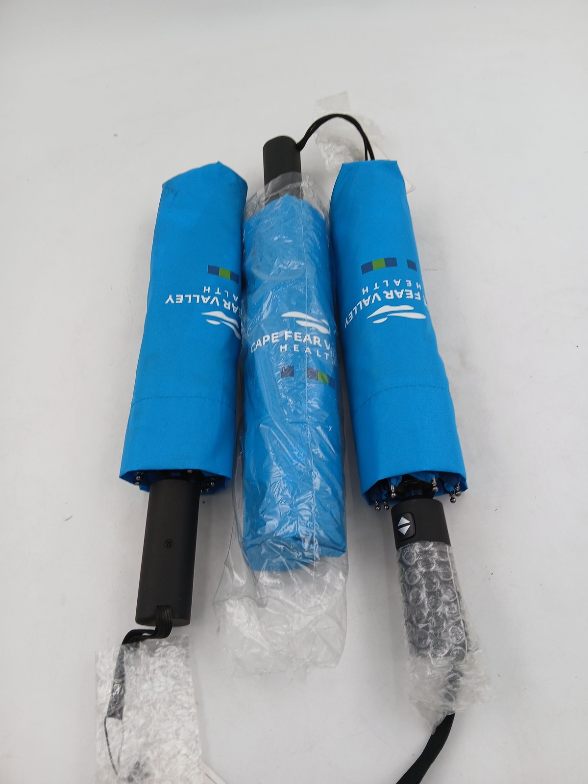 Umbrella Blue Compact Auto Open Close Travel Folding Branded Lot of 3