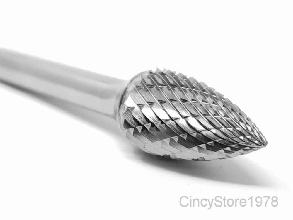 SG13D Tree Shape Tungsten Carbide Burr Bur Cutting Tool Die Grinder Bit 1/4"