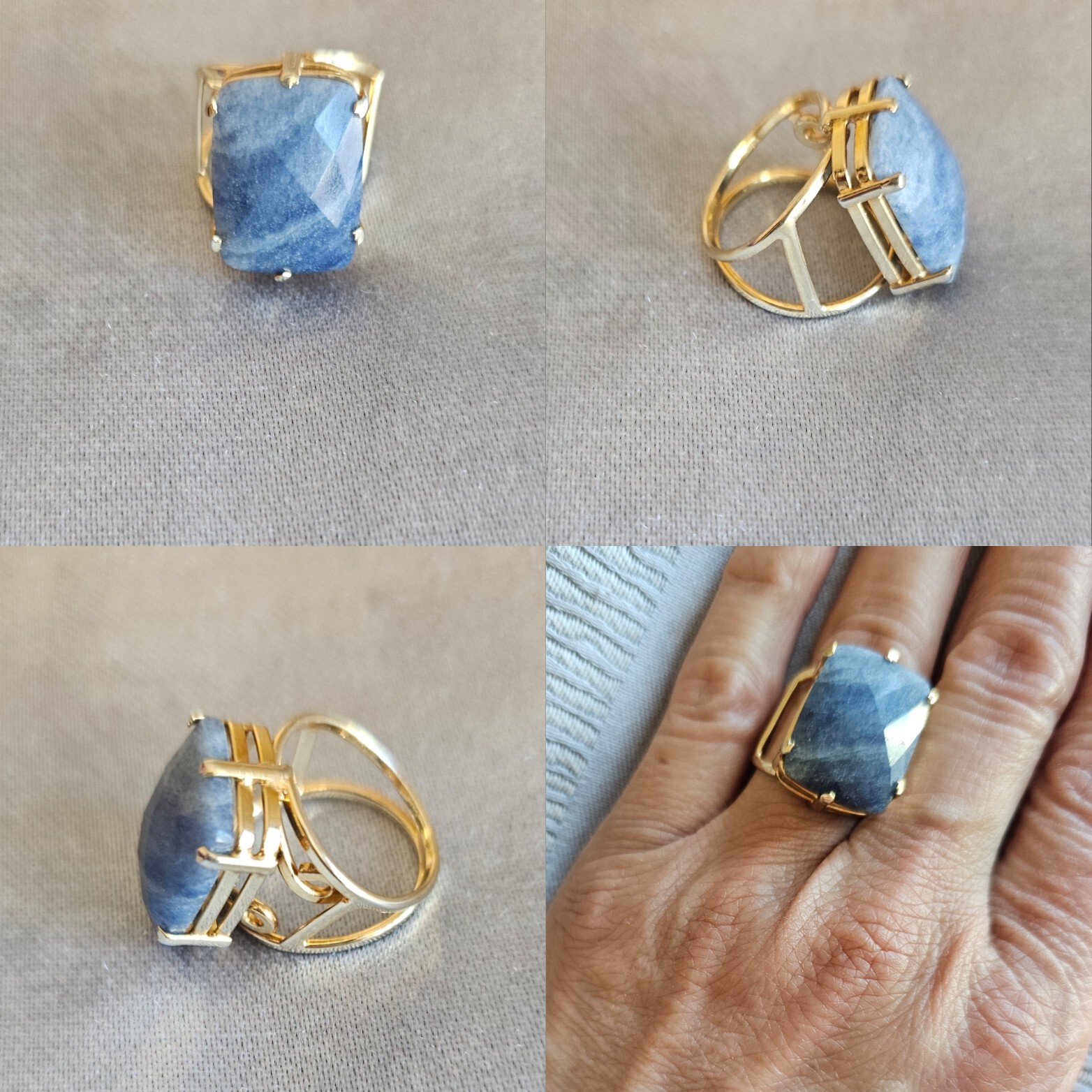 blue quartz crystal ring