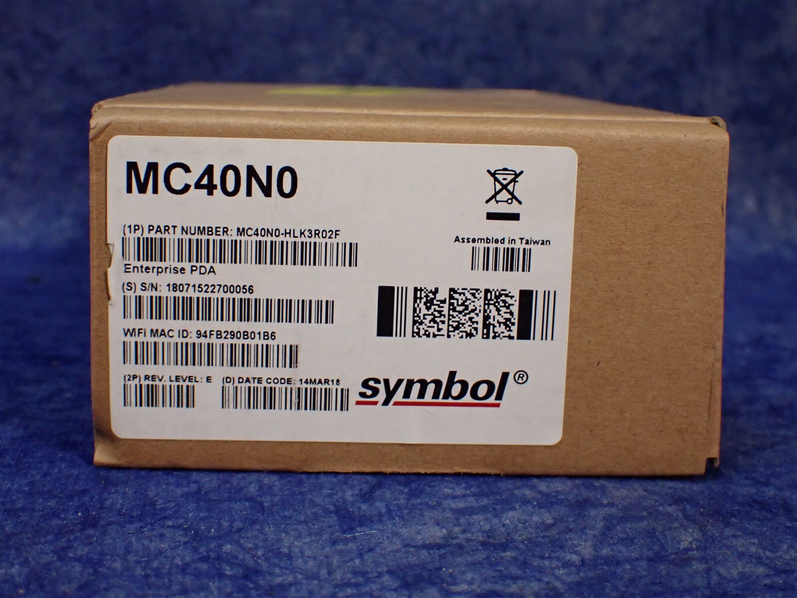 Symbol Wireless Handheld Barcode Scanner MC40N0 (G25)