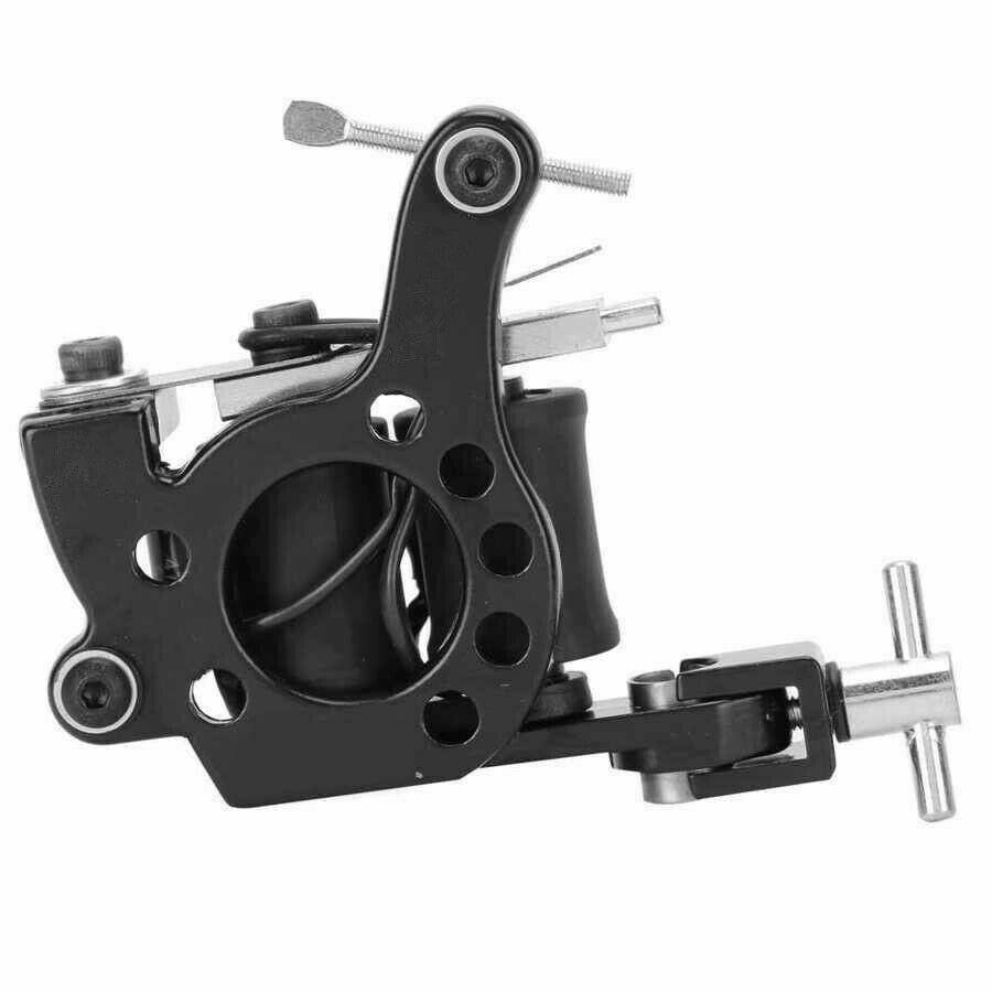 One 10 Wrap Coils Top Iron Tattoo Machine Gun For Kit Power Set Supply Black