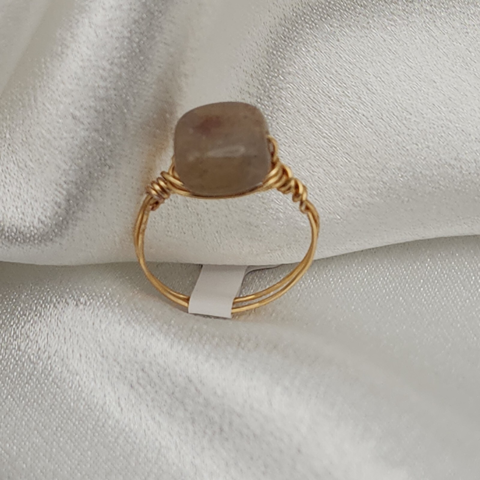 Copper Wire Wrapped Stone Ring Size 6.5 Rustic Handcrafted Minimal Jewelry