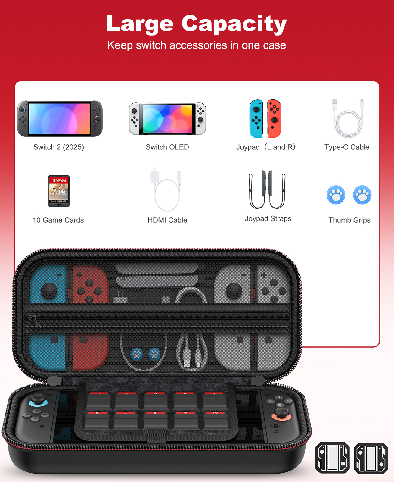Portable Carrying Case For Switch 2 2025/Switch/OLED Protective Hard Shell