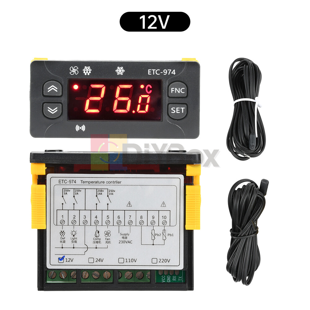 DC12/24V AC110/220V ETC-974 Digital LCD Temperature Controller Smart Thermostat