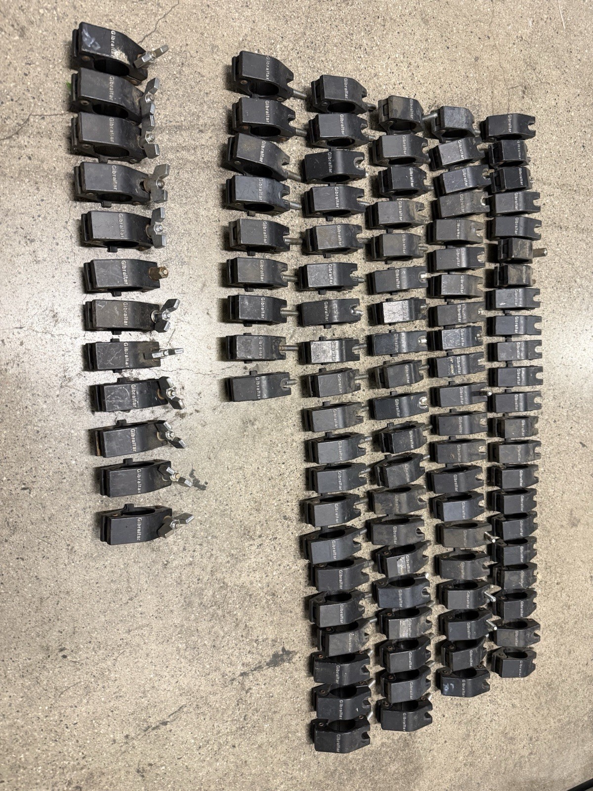 Large Lot Gibraltar Drum Rack Clamps - Many Missing Wing Nuts - Great Project/Pa