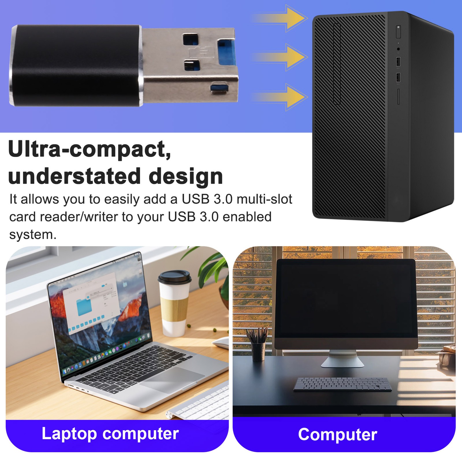 Aluminum USB 3.0 Memory Card Reader Adapter for Micro- Card/TF Card Reader1080