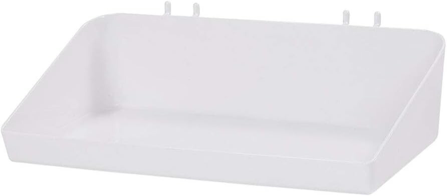 Lot of 6 Slatwall Trays Acrylic White 6 ½” x 12” x 3” Plastic 1/4" Pegboard