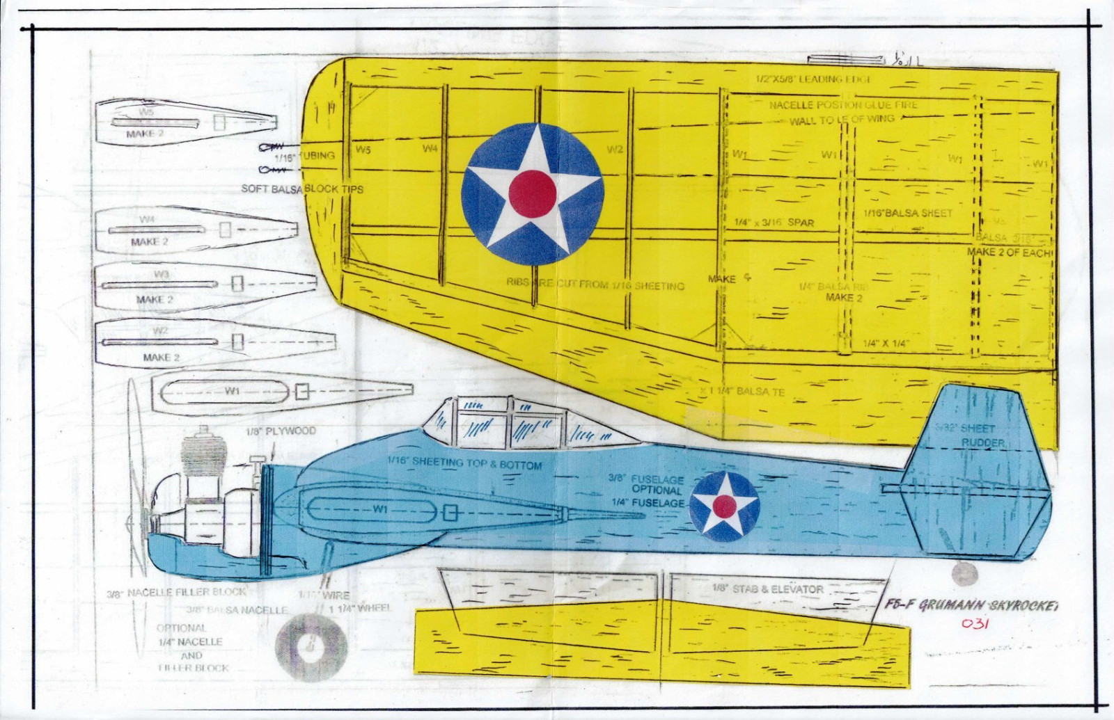 006 F6-F SKYROCKET  US NAVY 1/2 A U-CONTROL PLANS ONLY