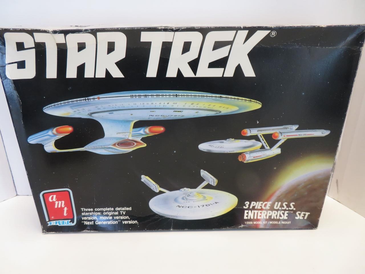 Star Trek 3 Piece USS Enterprise Set 1988 AMT/ERTL Model Kit Open New