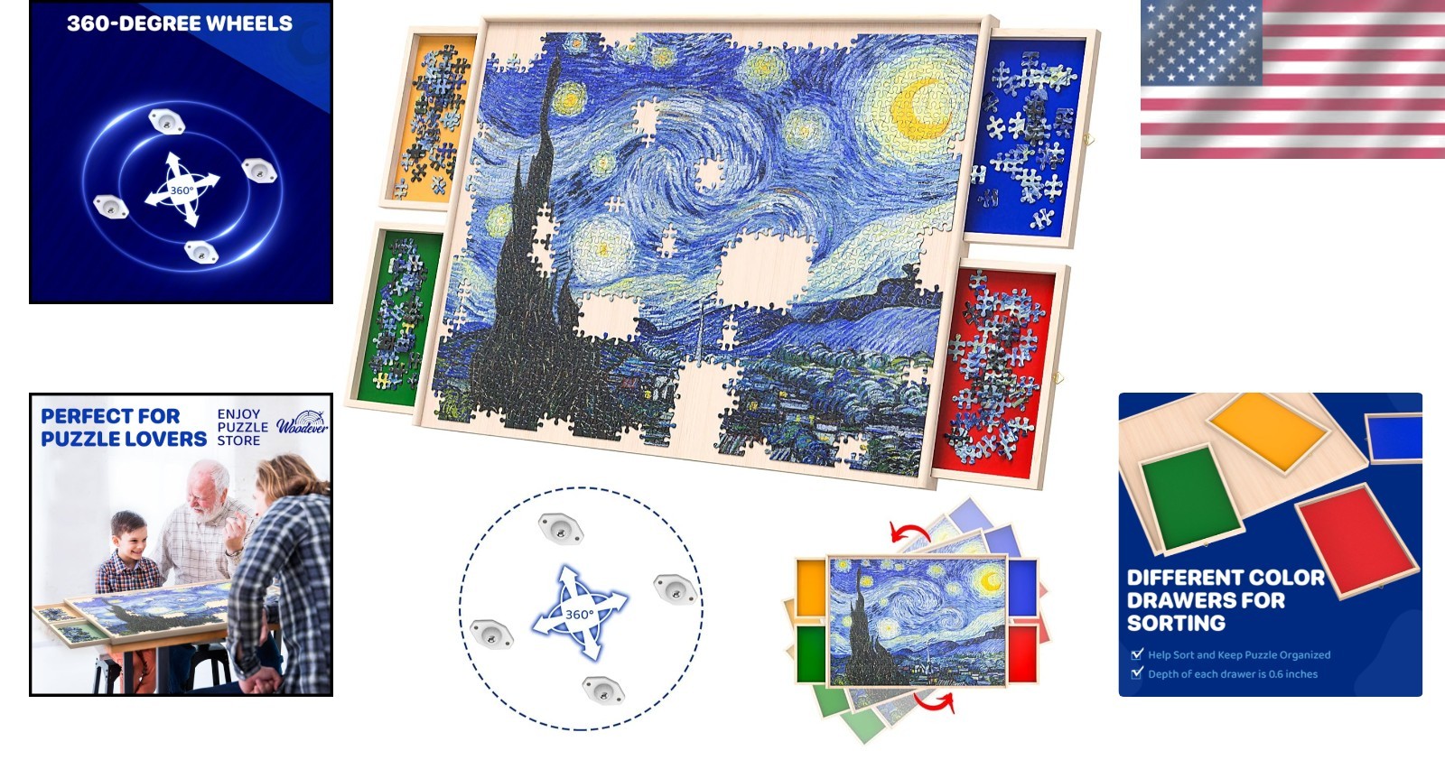 360-Degree Rotatable Puzzle Board for Adults