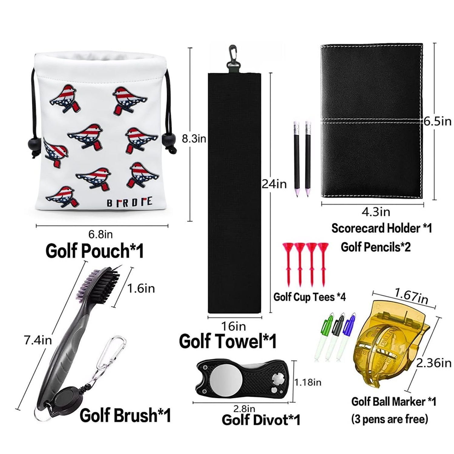 Golf Valuables Pouch, Leather Golf Tee Pouch with Drawstring Closure Portable...