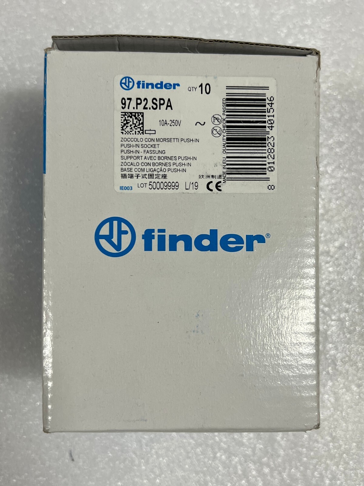Qty. 10 Finder 97P2SPA 97P2 Push-In Socket 10A-250V