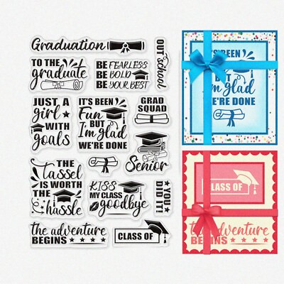 Graduation Clear Stamp Set with Words and Frame