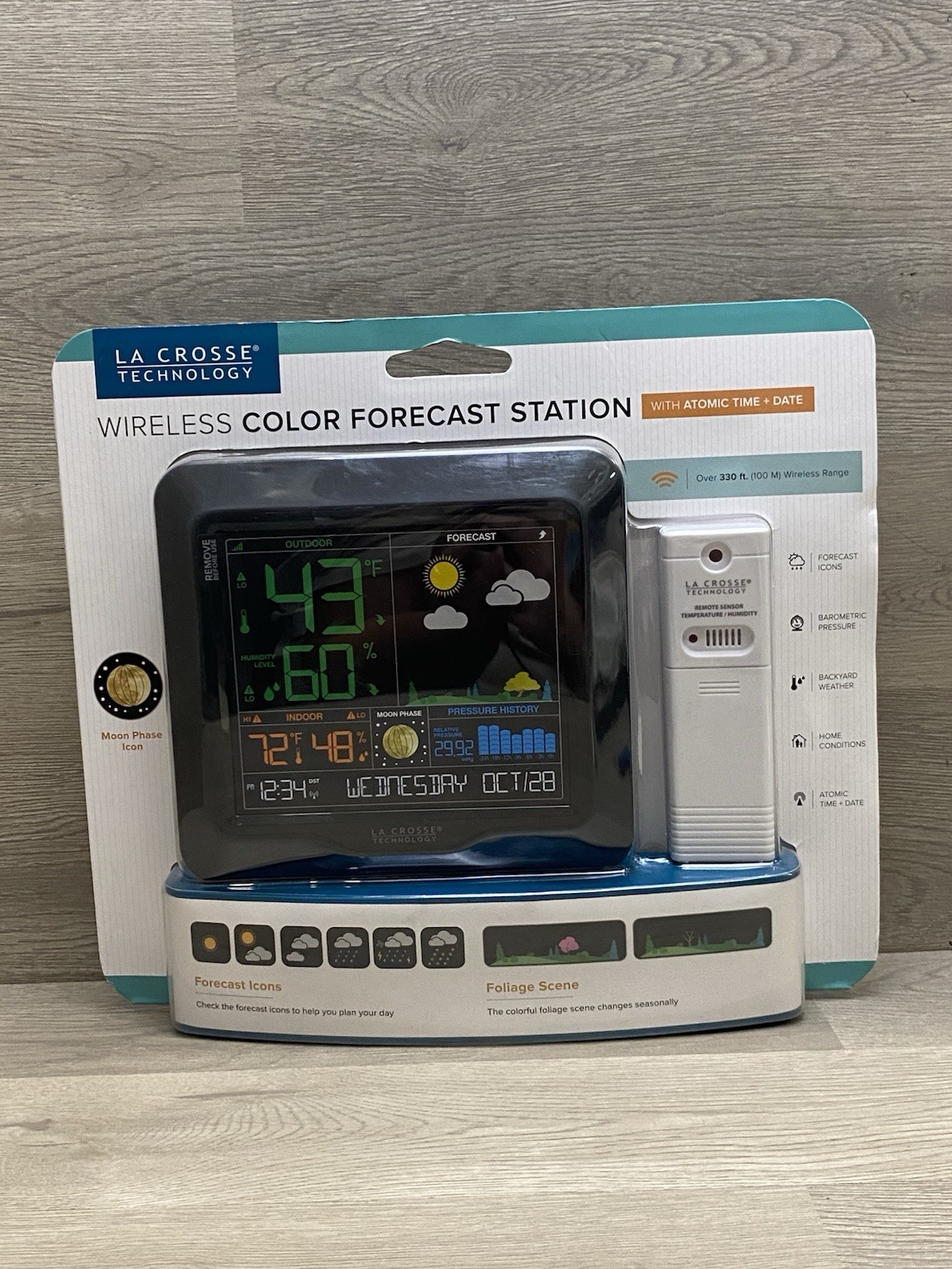 La Crosse Technology Wireless Color Forecast Station 308-1416, Black - NEW