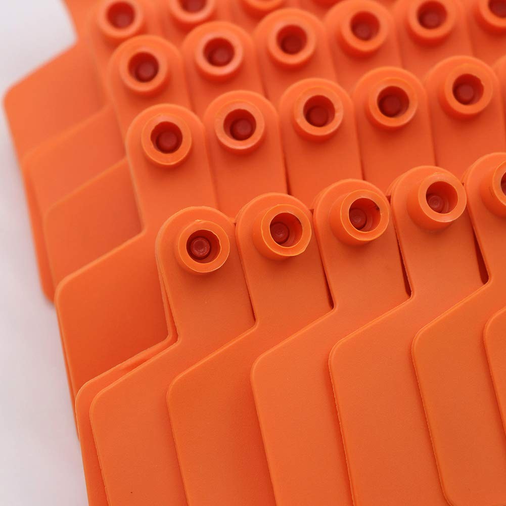 Blank Ear Tags for Cattle, Livestock, Cows, Hogs, Sheep - 100 Pack (Orange)
