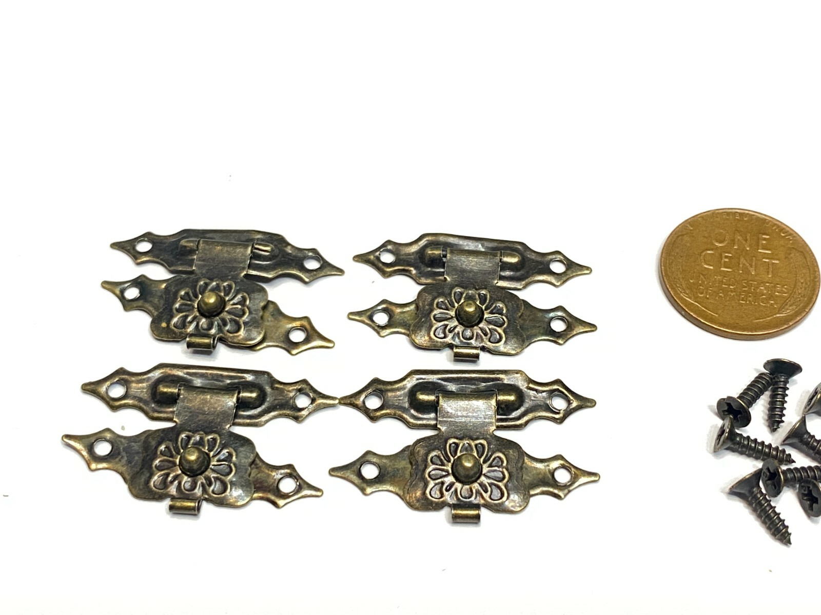 4 x 30mm x 18mm dollhouse Antique latch Sets Box Case Lock hinge small