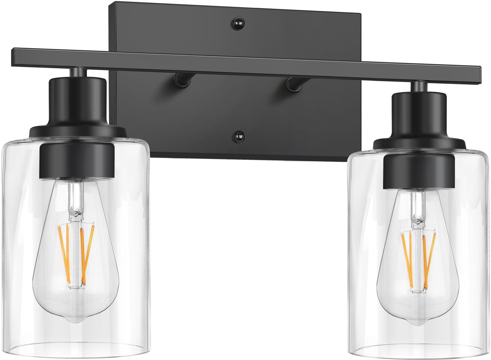 2-Light Bathroom Vanity Light Fixtures, Modern Wall Lighting with Clear Glass...