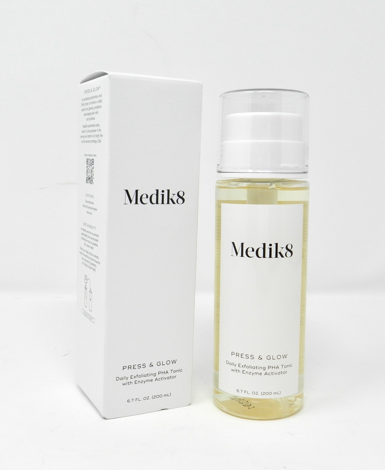 Medik8 Press and Glow Daily Exfoliating PHA Tonic with Enzyme Activator 6.7 oz