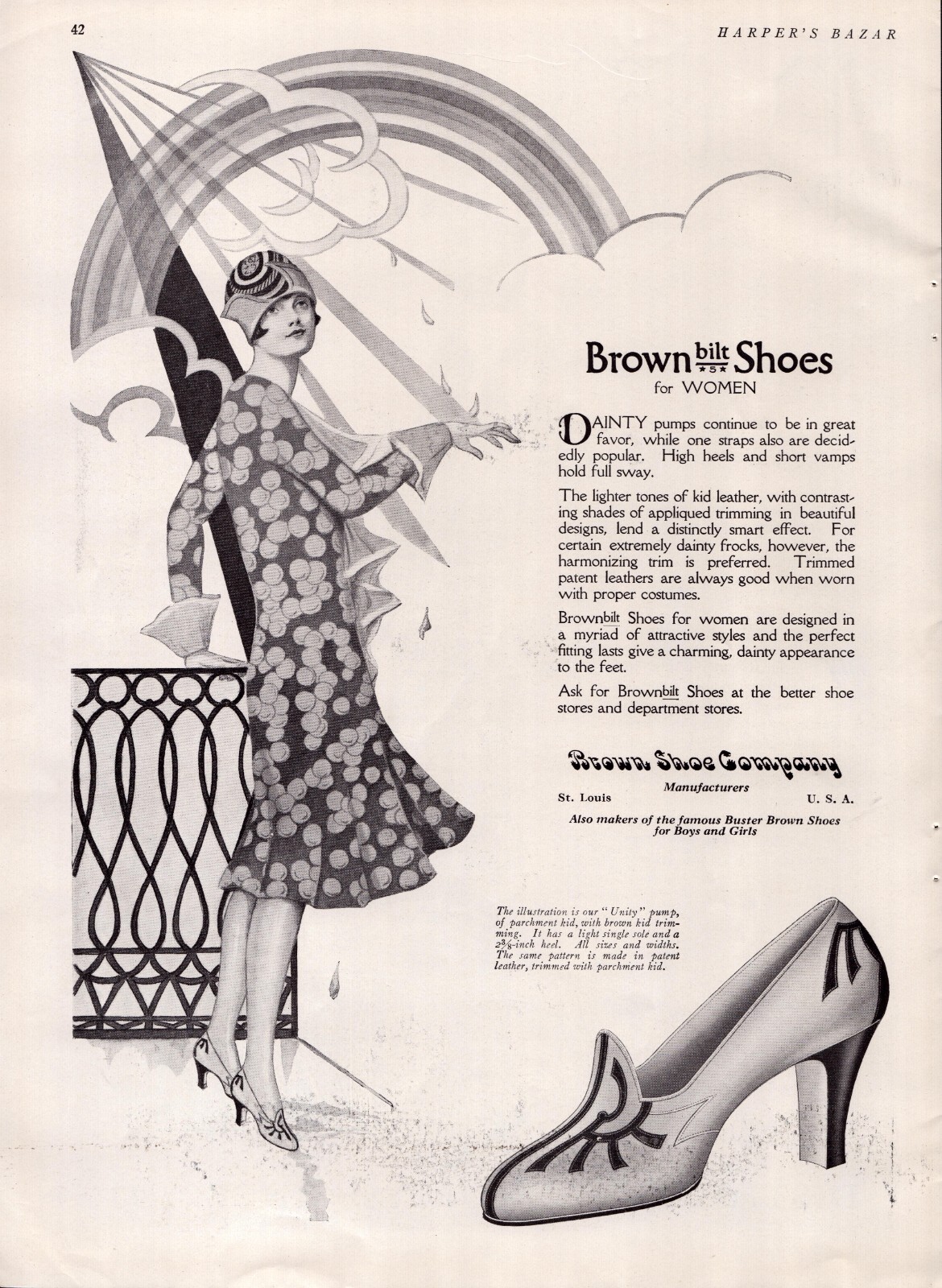 1926 Brownbilt Shoes Kid Leather Pumps Vintage 20's Fashion Print Ad