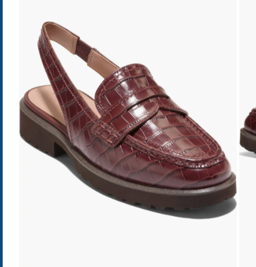 Cole Haan Gwendolyn Slingback Penny Loafer Mahogany Croc Print Womens 9 New