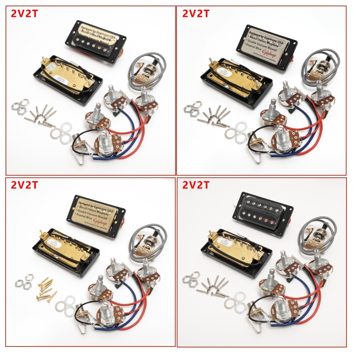 For Gibson LP Guitar Humbucker Ceramic Pickup 2C Set with 2V2T Wiring Harness